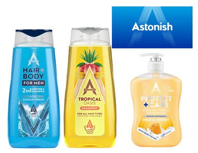 Astonish shampoos and hand wash