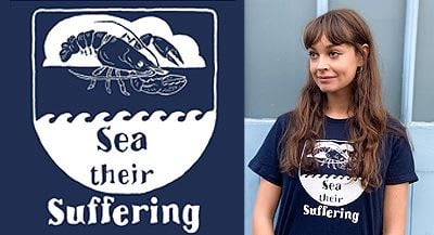 Girl wearing sea their suffering campaign t-shirt