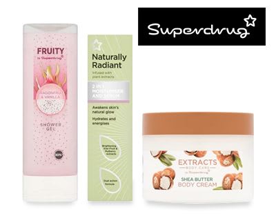 Superdrug personal care items.